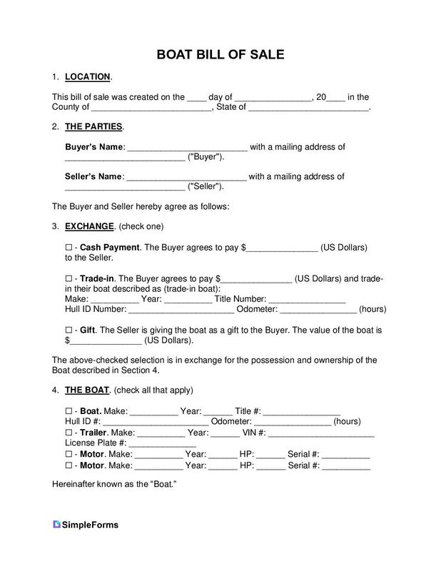 Bike Bill of Sale Form